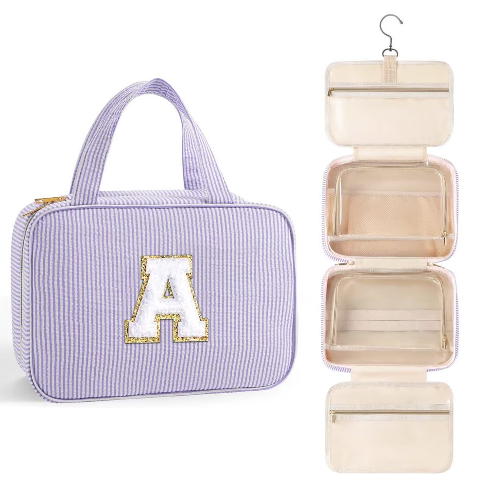 Travel Hanging Toiletry Bag Initial Makeup Bag For Women Teen Girls - Birthday😄